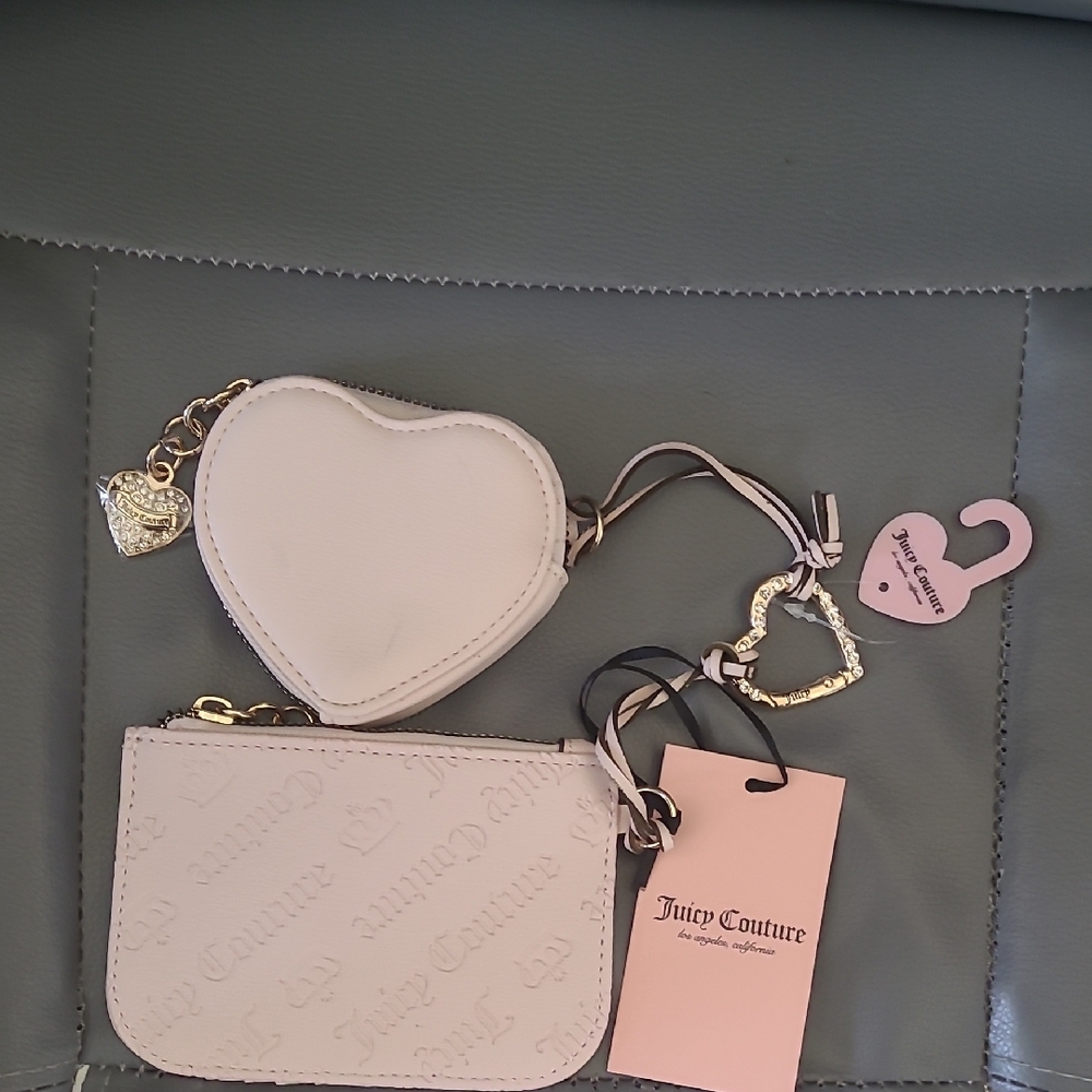 Juicy Couture Heart Coin Purse Duo in Blush Pink and Gold